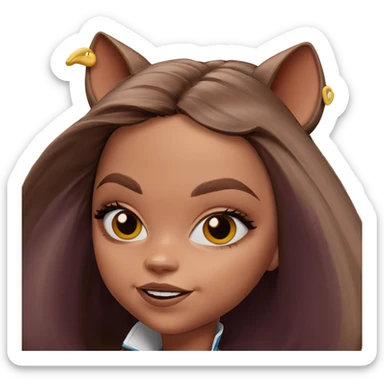 brown haired girl with ears sticker