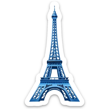 create a blue emoji of tour eiffel. vector style sticker