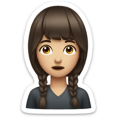 A brunette girl with bangs who is so tired she is crying  sticker