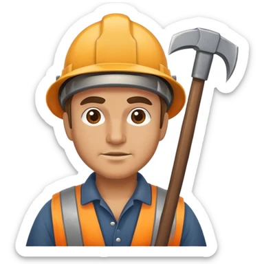 miner with helmet and pickaxe sticker