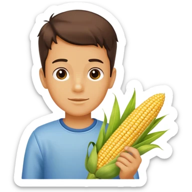 boy with corn onnhis hand sticker