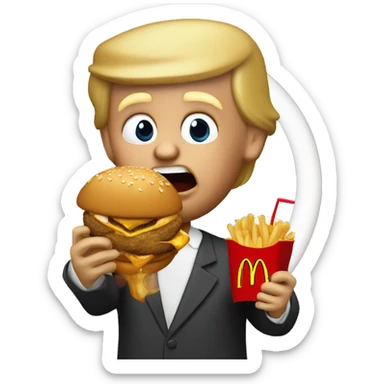 Donald trump eating McDonalds with Jesus sticker