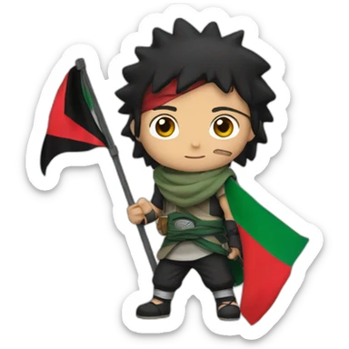Naruto holding a Palestinian flag sticker