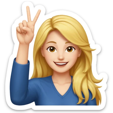  women with open hairs sideways image  one arm victory sign sticker