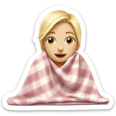 Blond girl sends kiss cozy blanket on  sticker