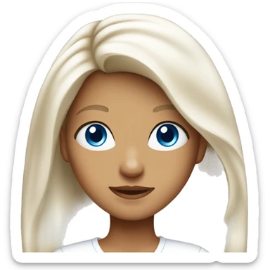 Tanned girl with long golden hair and blue eyes in white clothes sticker