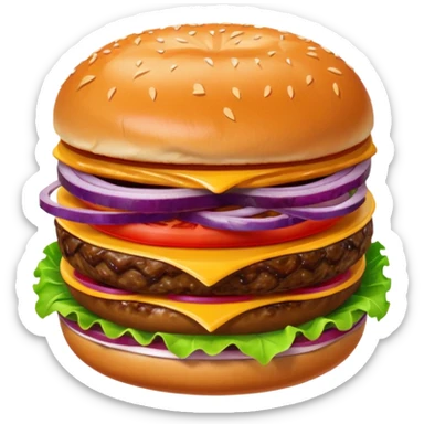 Hamburger emoji: ONE MEAT, ONE LETTUCE, ONE TOMATO,ONION  sticker