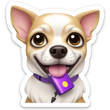 Chihuahua with purple powerbank sticker
