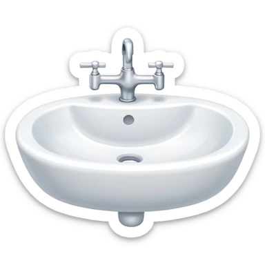 A white porcelain bathroom water sink sticker