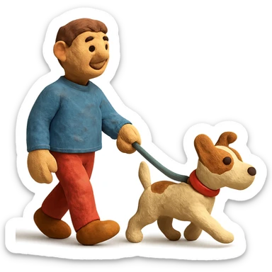 a man walking a Jack Russell Terrier sticker