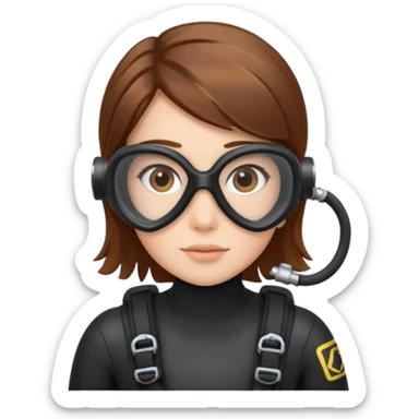 Brown hair girl scuba diving sticker