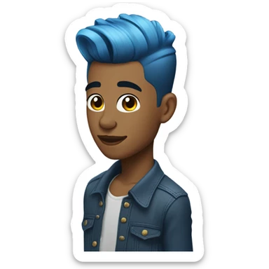 blue hair with a low taper fade sticker