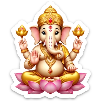 hindu god ganesh in a lotus sending heart sticker