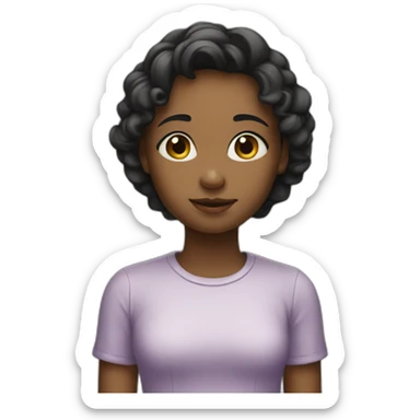 The girl shows cordially sticker