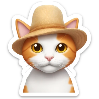 Orange and white cat in octopus hat sticker