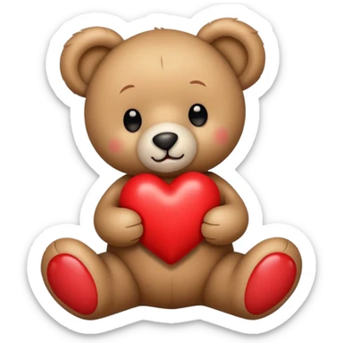 Teddy bear holding a red heart  sticker