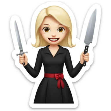 a girl classic smiley with a nife on the bach and vampire theet sticker