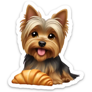 Yorkshire terrier with croissant  sticker