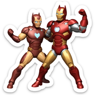 Make batman fighting iron man sticker