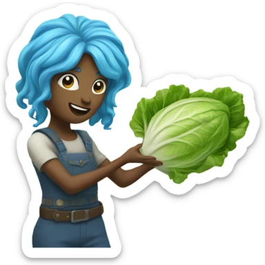 Long blue hair, lettuce ￼ sticker