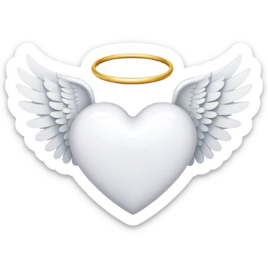 white heart with angel wings sticker