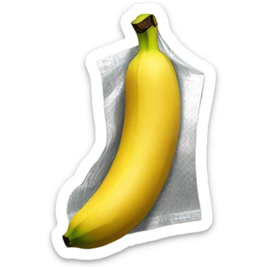 A banana that is duct taped to a wall sticker
