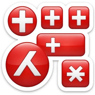 plus and percentage sign in red sticker