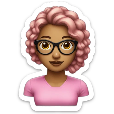 Garota de cabelo meio rosa, meio preto e oculos sticker