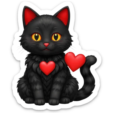 Black Cat with hearts sticker