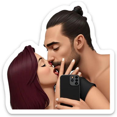 romantic kiss with phone sticker