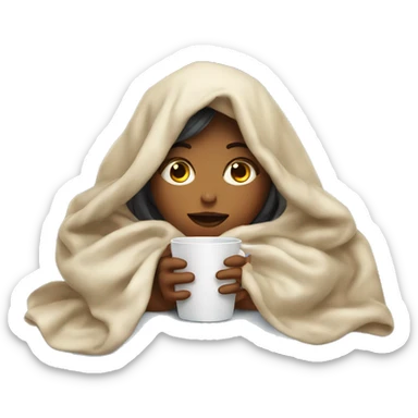 girl inside a blanket sipping coffee eyes closed sticker