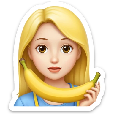 Girl with banana in next to face  sticker