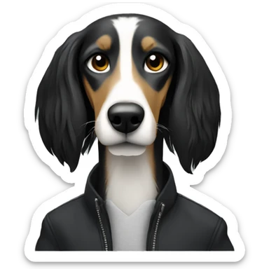 saluki in black jacket sticker