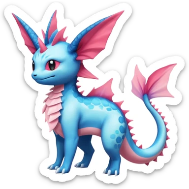 Salandit-Vaporeon-Amaura-Sylveon-Fakémon-hybrid-creature (full body)  sticker