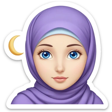 Turkish beautiful finish Konya girl blue eyes with lila color and ramadan moon hijab  sticker