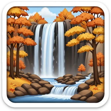 autumn with brown trees waterfall sticker