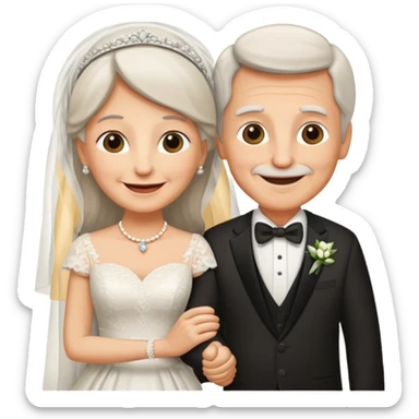 old couple on wedding day sticker