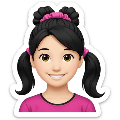 Teen girl with scrunchie ponytail black hair sticker