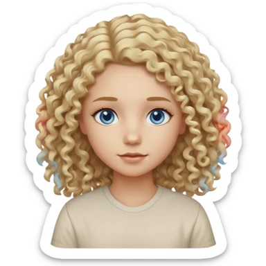 Curly blond blue eyes. Long hair cool beige blond. Longer hair beige ash blonde sticker