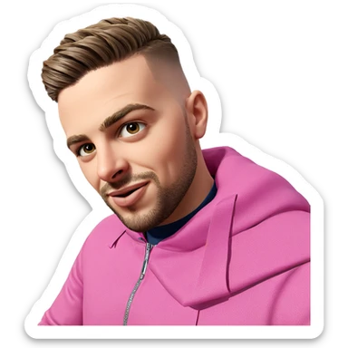 bearded boy in pink jacket sticker