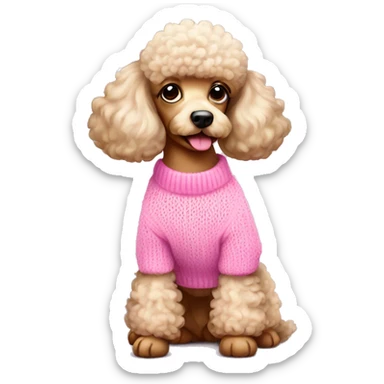 Cute poodle in pink sweater  sticker