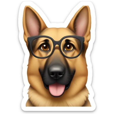 German shepherd with glasses sticker