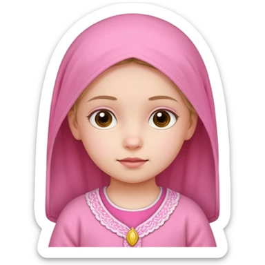 Cute little girl wearing pink clothes and feeling calm poster with Ghabali design sticker