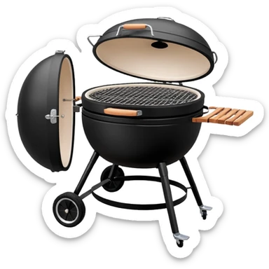 Black large kamado bbq on weels sticker