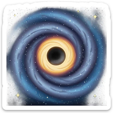 A black hole swirling with mysterious darkness, surrounded by stars and galaxies sticker