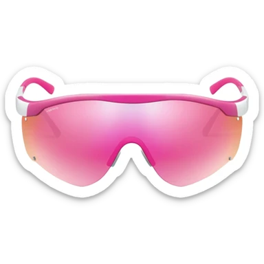 sporty pink shield visor sunglasses with metallic frame, athletic design, pink gradient one-piece lens sticker