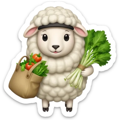 sheep holding vegetables bag sticker