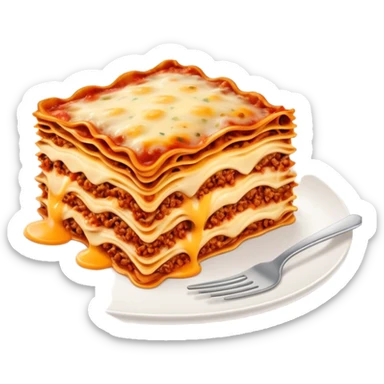 Cinematic Realistic Lasagne alla Bolognese Dish Emoji, depicted with layered pasta, rich meat sauce, and melted cheese rendered with exquisite detail and hearty, warm lighting. sticker