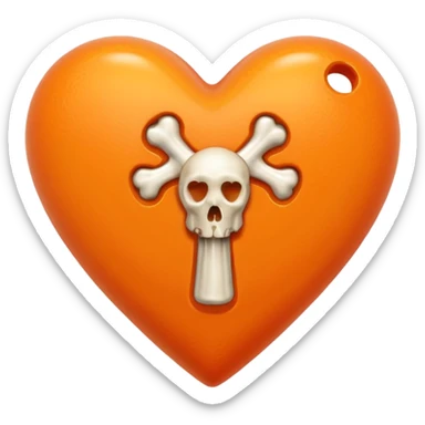 orange heart with a bone through it sticker