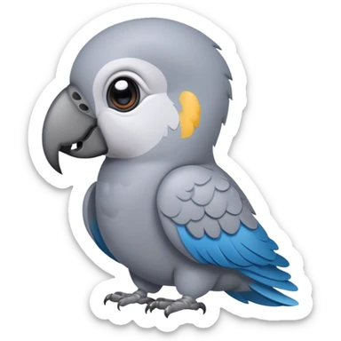 Cartoon cute ai- grey parrot sticker
